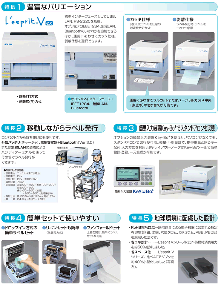 ー品販売 YACHIYO SHOPサトーL'espritレスプリT408V-ex標準インターフェース USB LAN RS232C USBケーブル付き 